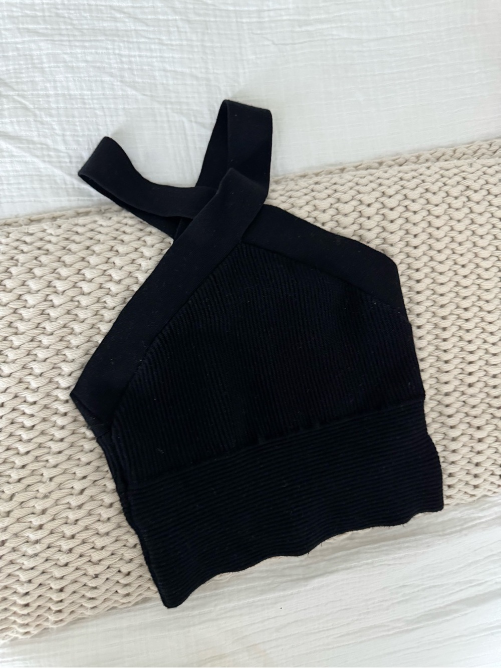 Abercrombie Black Ribbed Crop Halter Top